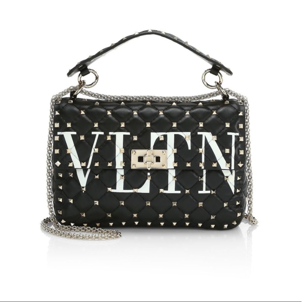 Valentino Rockstud Spike Bag Black and White VLTN